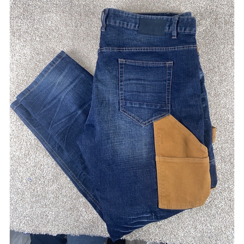 Smoke Rise Carpenter Double Knee Jeans Mens 44x32 Cool Pattern Cotton Stretch